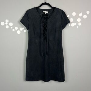 WAYF Faux Suede Lace-Up Dress Size Small